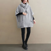 Women High Neck Loose Solid Color Sweatshirt